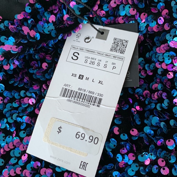 Zara Blue and Purple Sequined Mini Dress - Picture 11 of 14